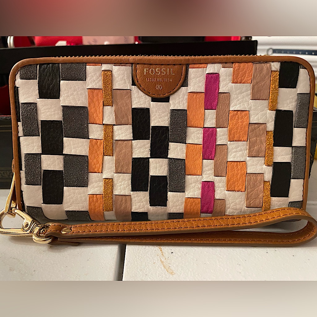 Fossil Leather Patchwork Wallet Euc